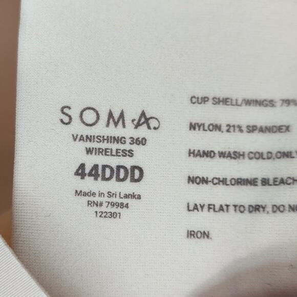 Soma Vanishing 360 Wireless Bra 44DDD 44F - Picture 7 of 7